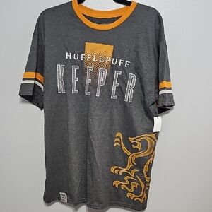Hufflepuff Keeper Gray and Yellow Men's Shirt L NWT